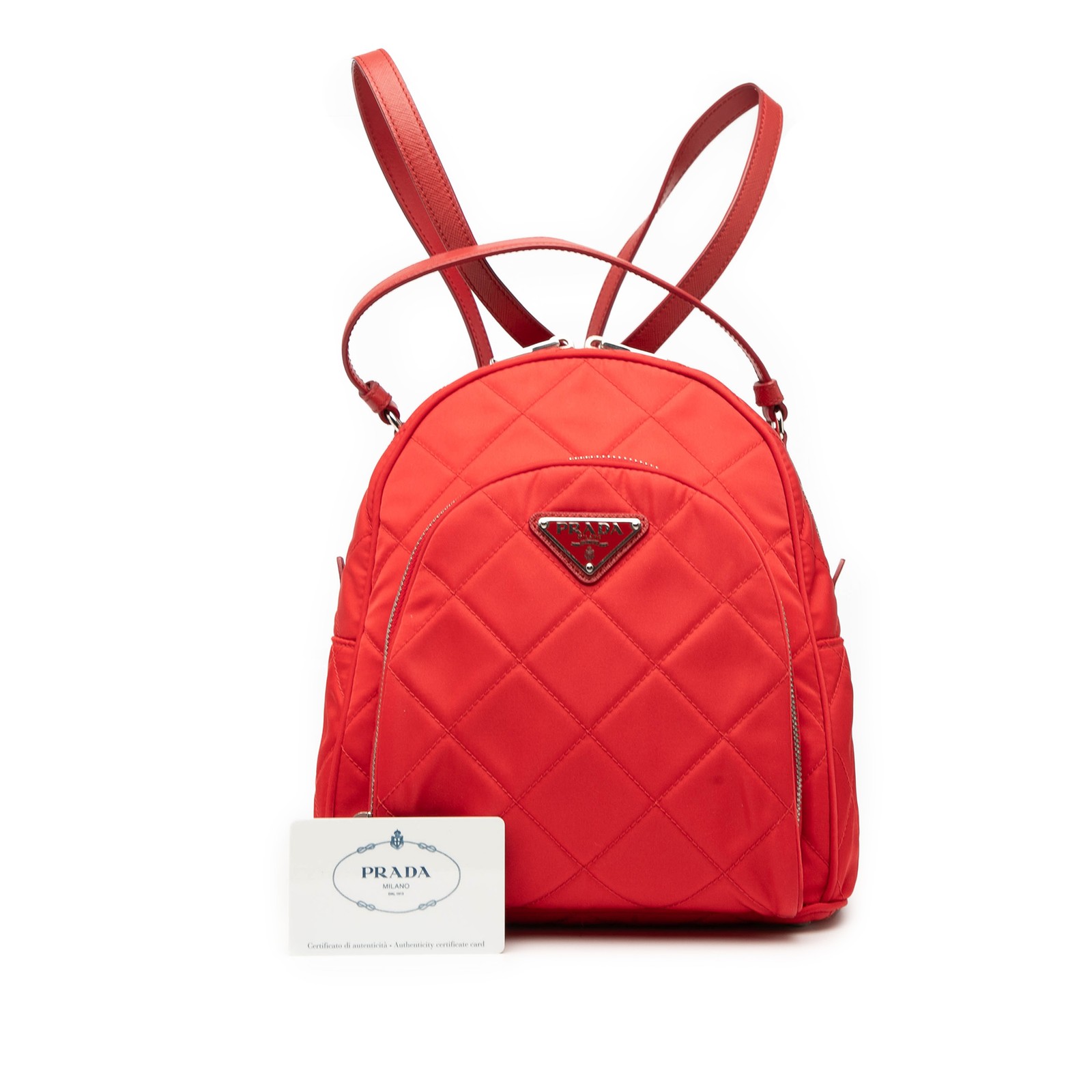 Authenticated Prada Impuntu Tessuto Red Nylon Fab… - image 9