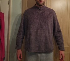 Unisex purple H&M vintage 1/4 zip fluffy warm jumper  XL Polyester