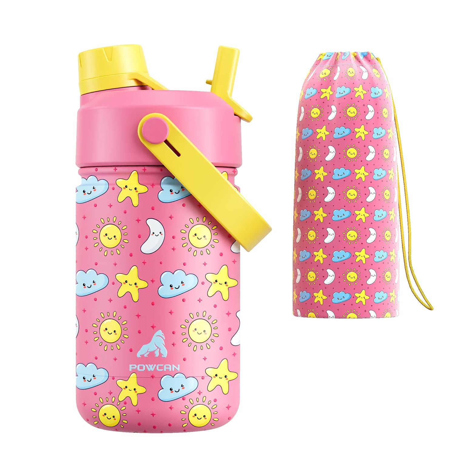 12 oz Kids Water Bottle for Girls Leakproof BPA Free Straw Lid Durable