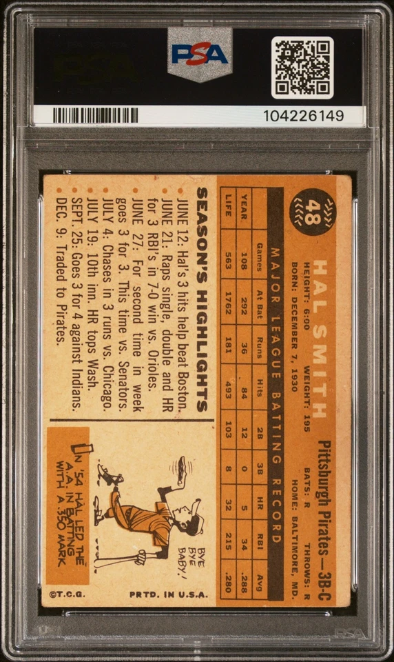 1960 TOPPS #84 HAL SMITH PSA VG+ 3.5 - Image 2 of 2