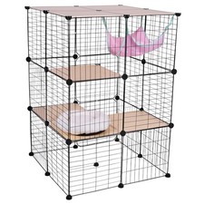 3 Tiers Cat Wire Kennel Crate  Hammock and Bed Kitten Playpen Cage for 1-3 Cats