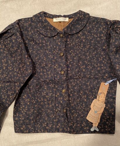 NWT Size 7 Blu Pony Vintage Tess Navy Floral Cotton Top Shirt Girls - Picture 3 of 4