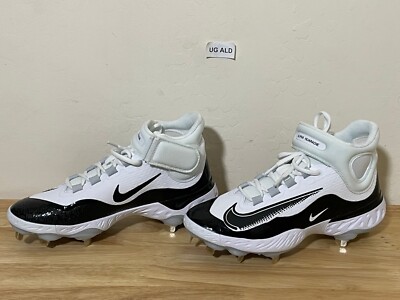 Nike Alpha Huarache Elite 4 Mid White/Black Baseball Cleats Men's