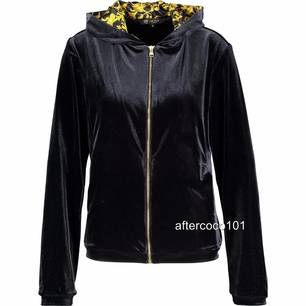 Giacca felpa Versace Medusa & Barocco velluto nero tg3 UK10 nuova originale felpa con cappuccio