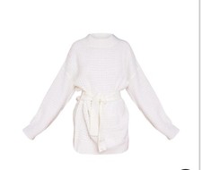 pretty little thing cream soft knitted sweater dress size medium