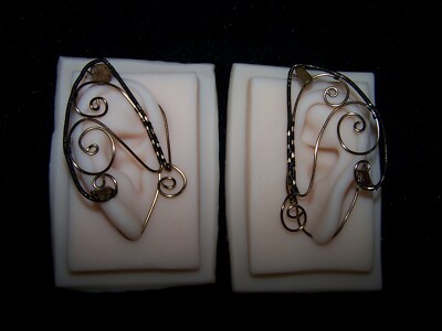 Handcrafted Wire Woven Weave Wrapped Tiger's eye Earwraps Elf Ears Earrings
