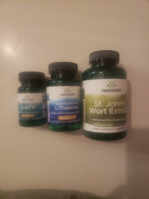 Swanson St. John's Wort, L-Theanine, 5-HTP - Mood/Stress Mental/Emotion Support