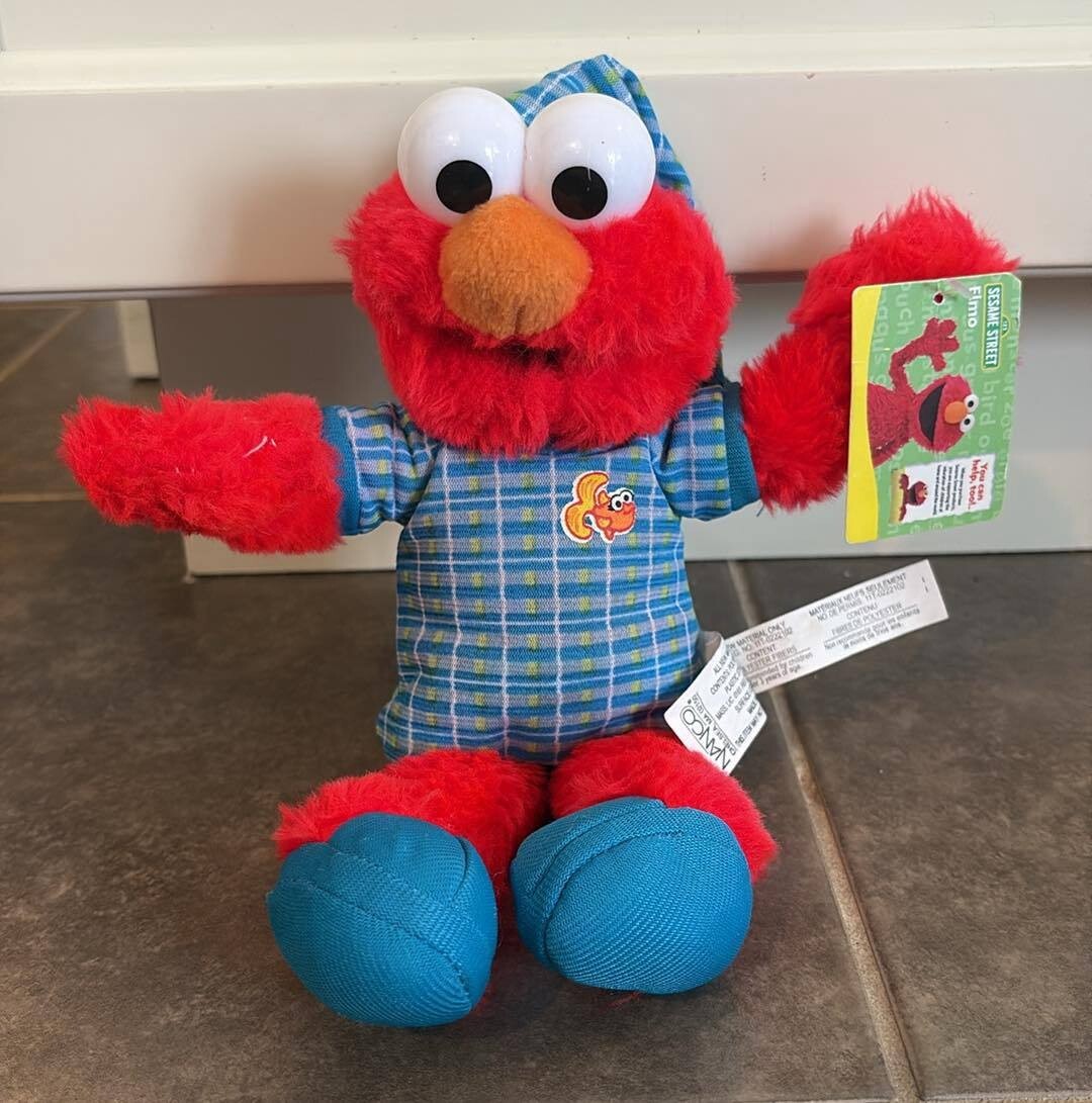Pajama Elmo Plush Sesame Street Nanco Nighttime Red Blue Stuffed