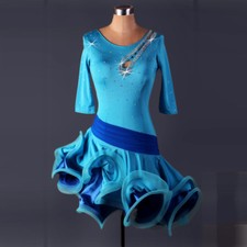 Latin Dance Dress Salsa Tango Cha cha Ballroom Rhinestone Competition Dress 160