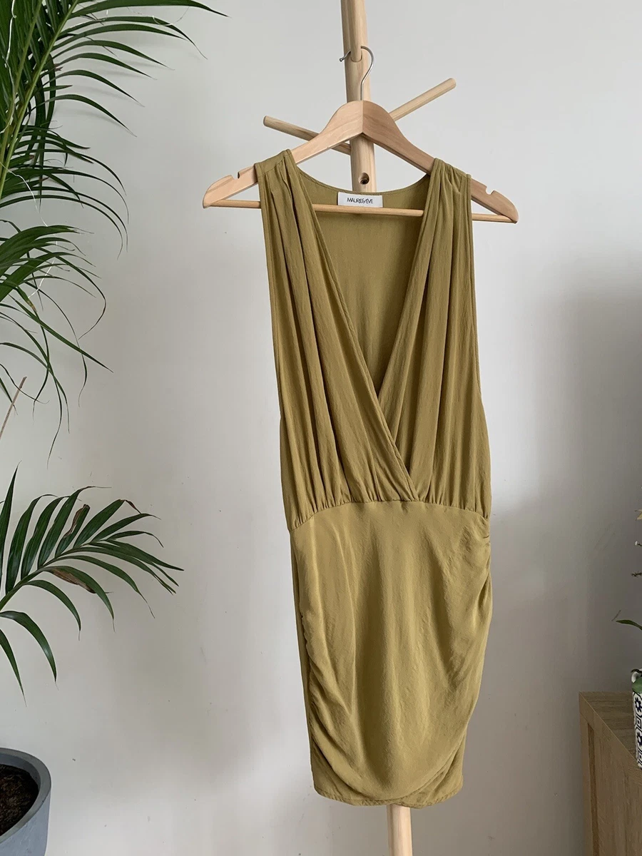 Maurie Eve Size 8 Silk Wrap Dress Mustard Cocktail Work eBay