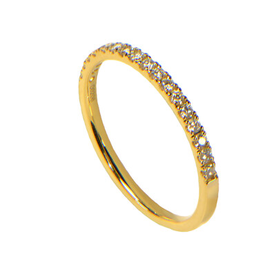 Memory Diamond Ring 0.20ct. Yellow Gold 18K 750 Modern Half Round Half Set