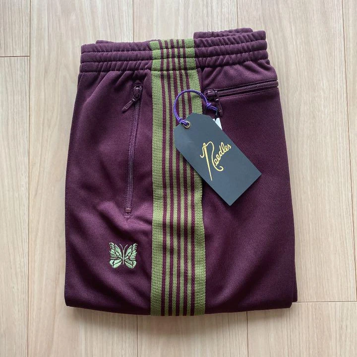 NEEDLES Track Pants Hizaderu Maroon/Khaki line Size-S New from