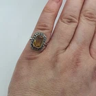Vintage Sterling Silver Citrine Ring Size L1/2 Art Deco Style (R14)
