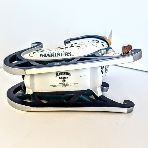 Danbury Mint Seattle Mariner Christmas Statue Santa Sleigh In Box 9" - Picture 8 of 10