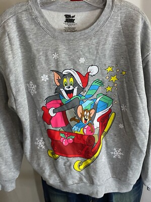 WOMEN'S Tom & Jerry Christmas SWEATER Medium M 7/9
