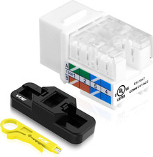 Cat6A RJ45 Keystone Jacks UL Listed 50-Pack, 110-Type UTP Modular Ethernet Jacks