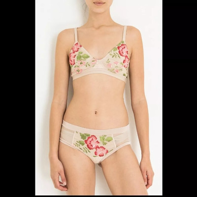 Xirena Unterwäsche Overall Pfeifenspangen Rosa Beige Und Rosa BH Slip M