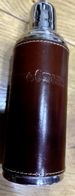 Vintage Conde De Osborne Brandy Traveling Flask Leather Bound