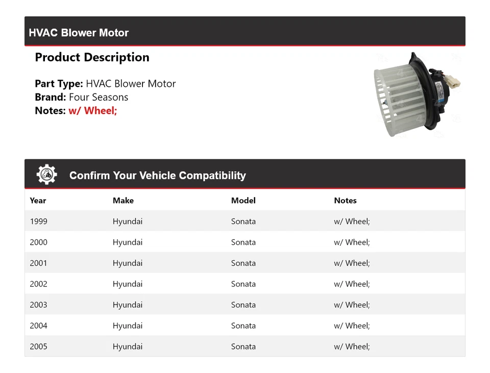 Motor de soprador HVAC Hyundai Sonata 1999-2005 4 estações 2000 2001 2002 2003 - Imagem 2 de 4