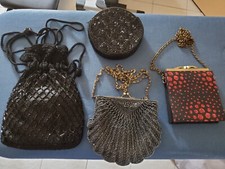 Lot of four evening beaded silk handbags
