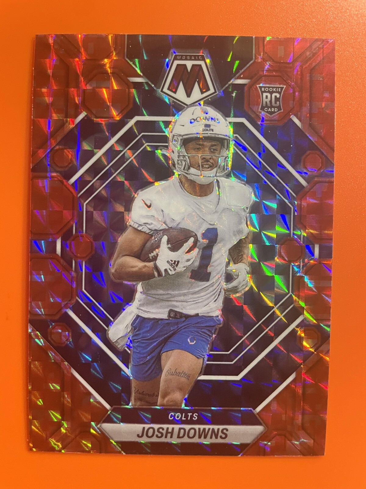 2023 Mosaic Josh Downs RC Rookie Red Camo Prizm SP #339 Indianapolis Colts