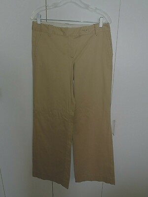 LOFT ANN TAYLOR ''MARISA'' LADIES BEIGE STRETCH COTTON WIDE-LEG PANTS-4-NICE-SOFT