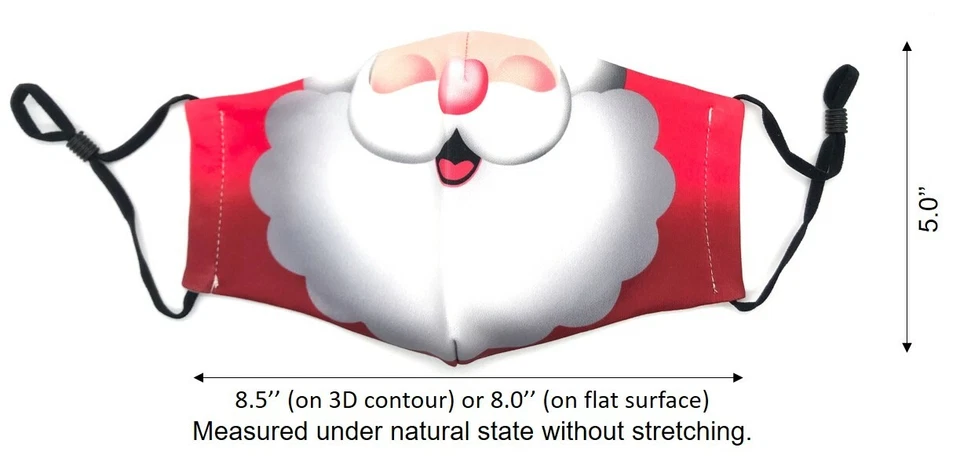 Santa Face Mask Cover Halloween Christmas Reusable Washable Fashion 2 Filters - Image 2 of 4