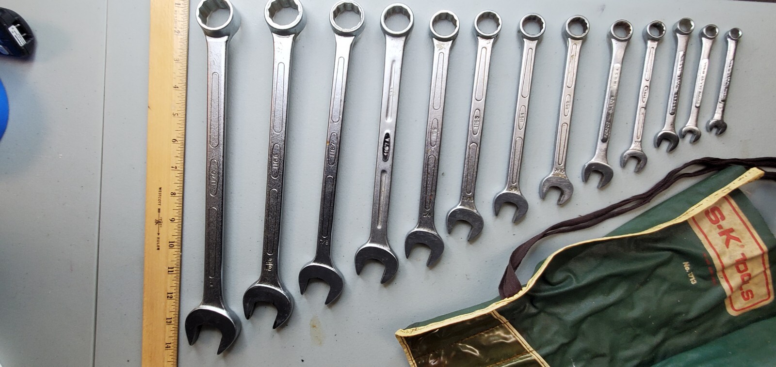VINTAGE Bonney & SK Tools USA 13pc Flare Nut BoxEnd Wrench Set SAE 12