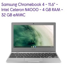 Samsung Chromebook 4 11.6" (32gb Emmc, Intel Celeron N, 2.60ghz, 4gb) Laptop...
