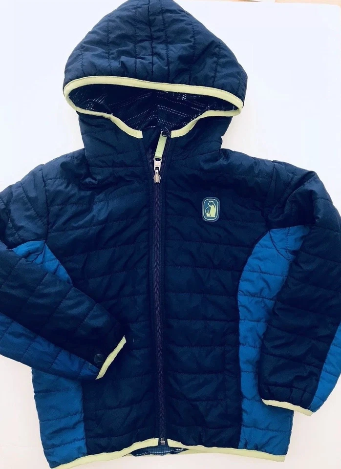 Chaqueta reversible con capucha azul Rugged Bear niños niños talla 5 cremallera completa Foto 3 de 4