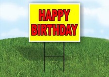 HAPPY BIRTHDAY Yellow Red 18x24 in Yard Road Sign w/ Stand