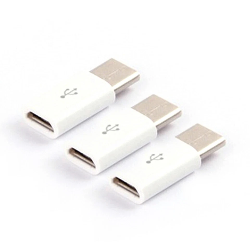 Conector USB Tipo C Macho 3 Piezas a Micro USB Hembra Convertidor Adaptador USB-C. Foto 3 de 4