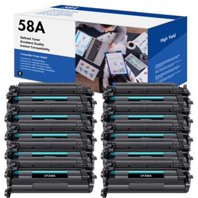 10PK CF258A 58A Toner Compatible With HP LaserJet Pro M404dw M428fdw NO CHIP