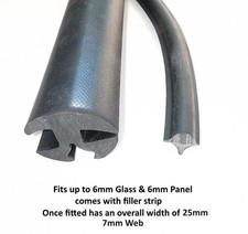 Rubber Window Glazing Seal 6mm x 9mm with Filler Strip