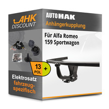 Für Alfa Romeo 159 Sportwagon 06- AUTO HAK Anhängerkupplung starr + 13polig AHK