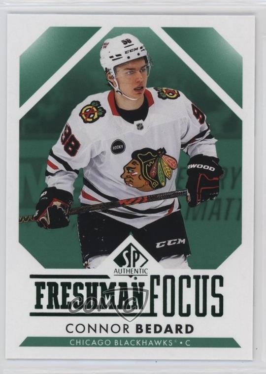 2023-24 SP Authentic Freshman Focus Green Connor Bedard #1 Rookie RC 0b1f
