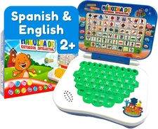 Spanish English Toy Laptop, Toddler Learning Toys 2 3 4 Years Old, Spanish Learn