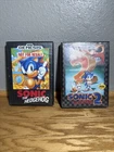 Sega Genesis Lot of 2, Sonic the Hedgehog 1 & 2 Game Cartridges Cases. Used