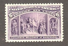 Scott#235 MNH OG  XF 1893 6c Purple Columbian Expo At Barcelona $375++