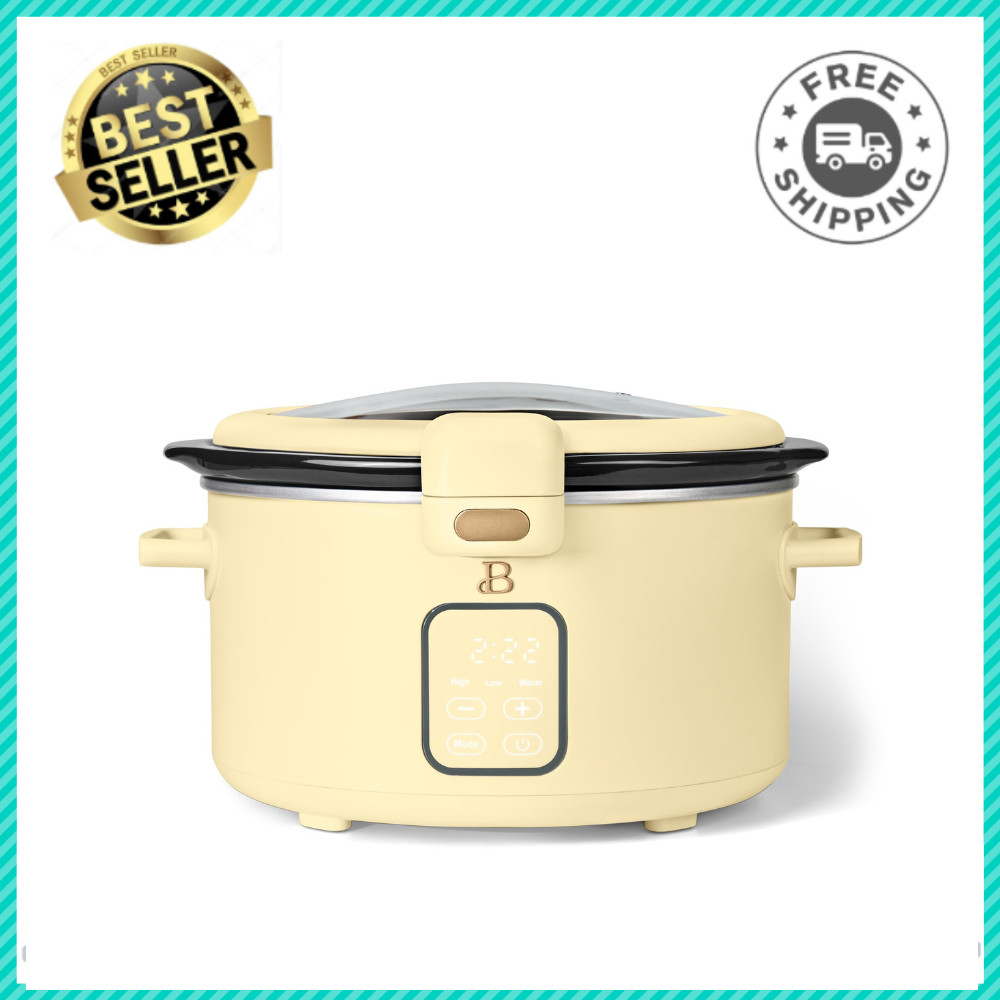 Beautiful 4QT Programmable Slow Cooker Hinged Lid Buttercrea