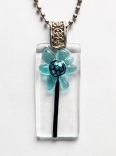 Clear Glass Flower, Handcrafted Fused Glass P...