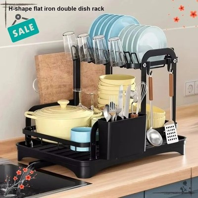 2 Ebenen Abtropfgestell - Besteck Tasse Schneidebrett Halter - für Küchentheke