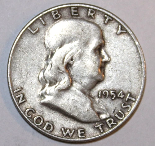 1954-D Franklin Half Dollar - 90% Silver - Circulated - Very Fine - #0538EB