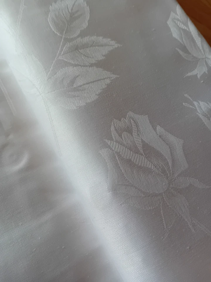 Aussteuer Bettwäsche Mako Damast 2 Bettbezüge Rosen 2 Kissenbezüge uni.Unbenutzt - Bild 2 von 4