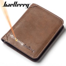 Baellerry Men Wallets Name Engraving 10 Card Holders High Quality Male Purse PU