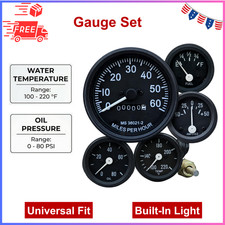 Gauge Set For Willys Jeeps Fd Speedometer Assembly 0-60 Mph Fits- Black Bezel Gauge Set For Willys Jeeps Fd Speedometer Assembly 0-60 Mph Fits- Black Bezel