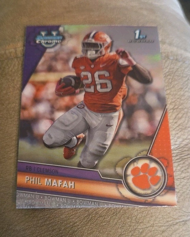 Phil Mafah 2023 Bowman University Chrome 1st Refractor #81 Clemson Tigers