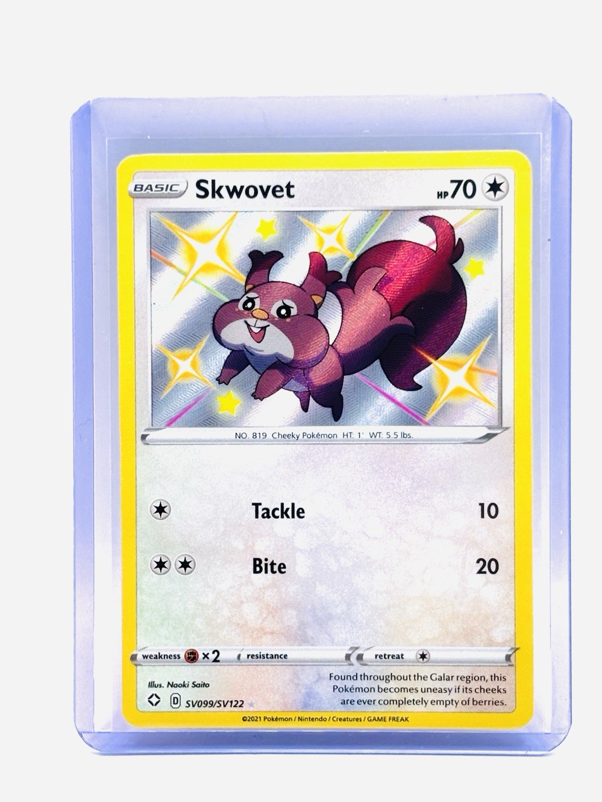 Pokemon TCG Skwovet SV099/SV122 Shining Fates Shiny Vault Holo MT/NM