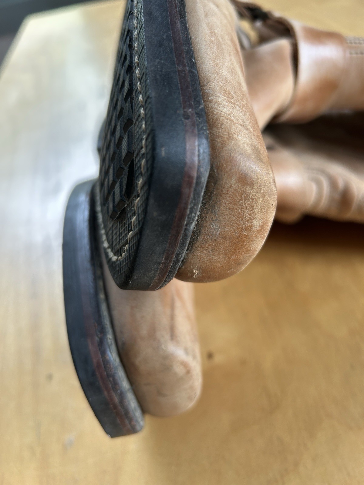 Vintage Frye Brown Eagle Harness Western Boot Women Sz 9 Cognac Square Toe OT