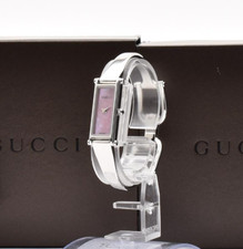 NEAR MINT/BOX GUCCI 1500L Watch Silver Pink Shell Dial 12mm Women Quartz Watch